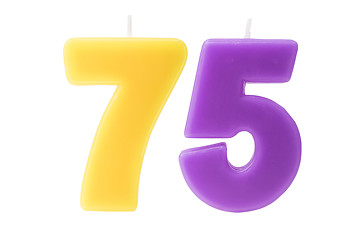 Image showing 75th birthday candles isolated 