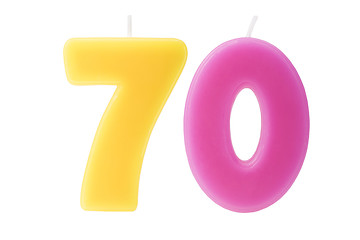 Image showing 70th birthday candles isolated 