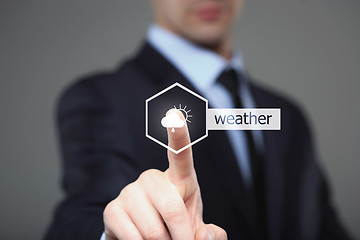 Image showing Businessman choosing the weather