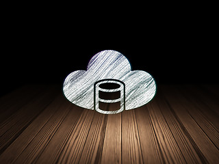 Image showing Programming concept: Database With Cloud in grunge dark room