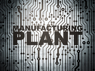 Image showing Manufacuring concept: circuit board with Manufacturing Plant