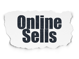 Image showing Marketing concept: Online Sells on Torn Paper background