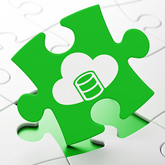 Image showing Software concept: Database With Cloud on puzzle background