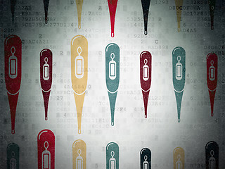 Image showing Medicine concept: Thermometer icons on Digital Paper background