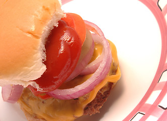 Image showing cheeseburger with condiments