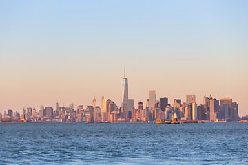 Image showing New York City Manhattan downtown skyline.