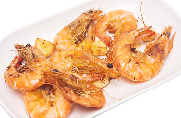 Image showing grilled shrimps with garlic