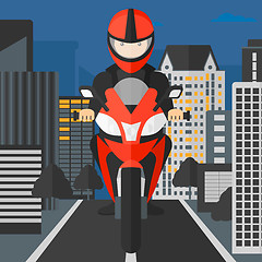 Image showing Man riding motorcycle.