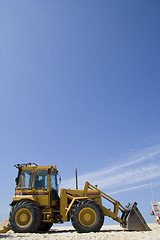 Image showing Bulldozer on the beach