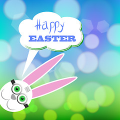 Image showing Greeting Card with White Easter Rabbit.
