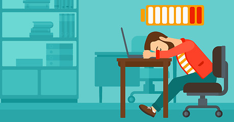 Image showing Employee sleeping at workplace.