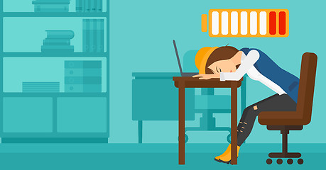 Image showing Employee sleeping at workplace.