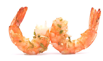 Image showing grilled shrimps on white