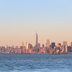 Image showing New York City Manhattan downtown skyline.