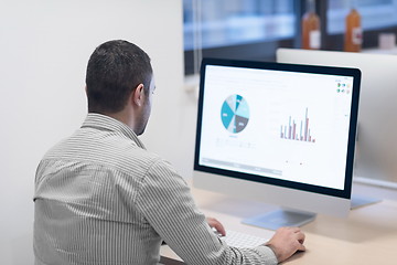 Image showing startup business, software developer working on computer