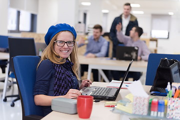 Image showing startup business, woman  working on laptop