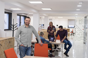 Image showing startup business, businessman portrait at modern office, team br