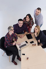 Image showing aerial view of business people group on meeting