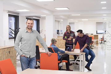 Image showing startup business, businessman portrait at modern office, team br