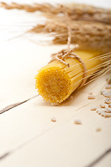 Image showing organic Raw italian pasta and durum wheat 