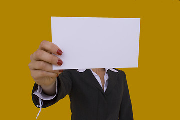 Image showing businesswoman holding a card 2
