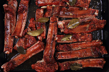 Image showing smoked pig ribs background