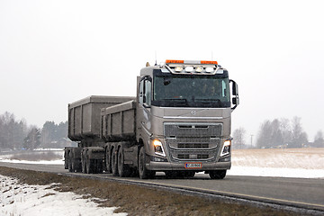 Image showing Volvo FH16 Combination Trucking in Snowfall