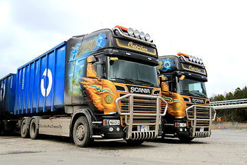 Image showing Two Customized Scania R560 Trucks