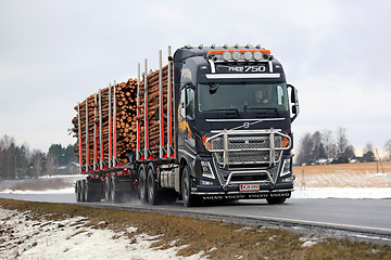 Image showing Volvo FH16 Logging Truck Hauls Pulp Wood