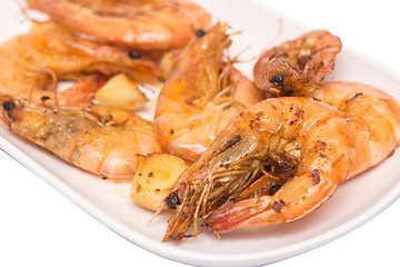 Image showing grilled shrimps on plate