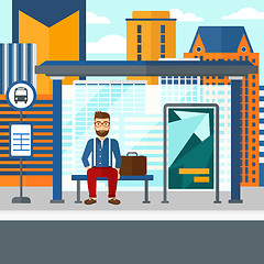 Image showing Man waiting for bus.