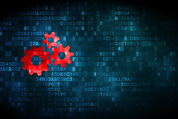 Image showing Marketing concept: Gears on digital background