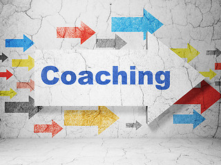 Image showing Studying concept: arrow with Coaching on grunge wall background