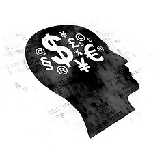 Image showing Marketing concept: Head With Finance Symbol on Digital background