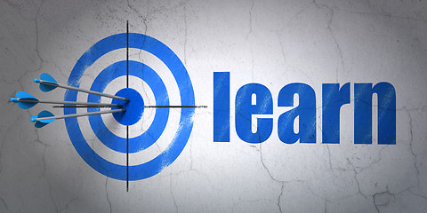 Image showing Education concept: target and Learn on wall background