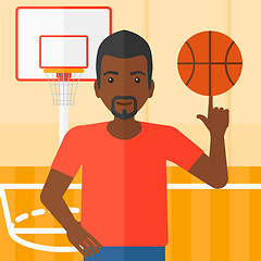 Image showing Basketball player spinning ball.