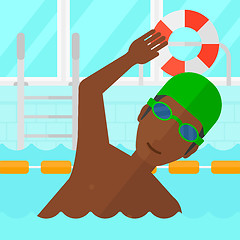 Image showing Swimmer training in pool.