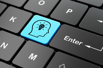Image showing Finance concept: Head With Lightbulb on computer keyboard background