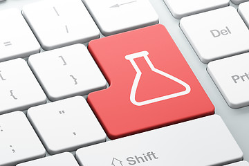 Image showing Science concept: Flask on computer keyboard background