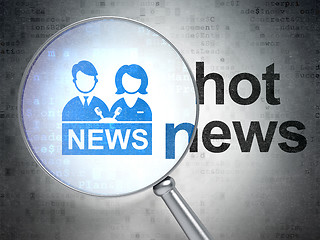 Image showing News concept: Anchorman and Hot News with optical glass