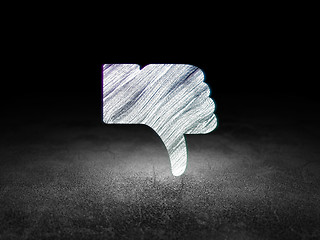 Image showing Social media concept: Thumb Down in grunge dark room