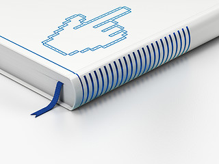 Image showing Marketing concept: closed book, Mouse Cursor on white background