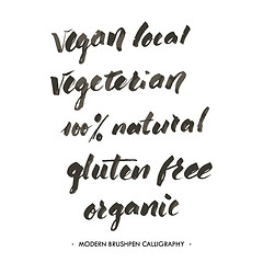 Image showing Vegan, local etc... Modern brushpen calligraphy