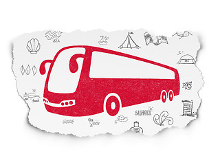 Image showing Travel concept: Bus on Torn Paper background