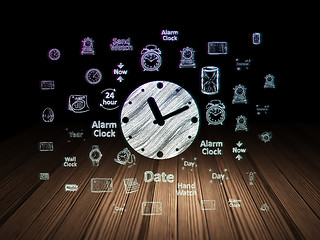 Image showing Time concept: Clock in grunge dark room