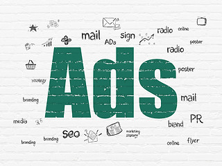 Image showing Advertising concept: Ads on wall background
