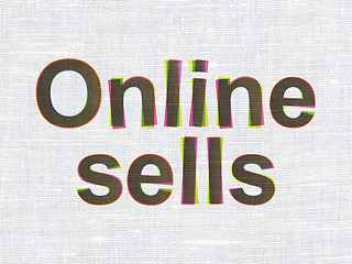 Image showing Marketing concept: Online Sells on fabric texture background