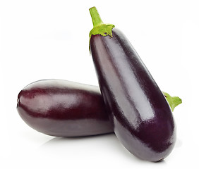 Image showing two fresh eggplants on white background