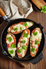 Image showing grilled eggplants on cooking pan