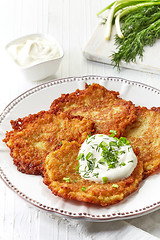 Image showing Potato pancakes on white plate